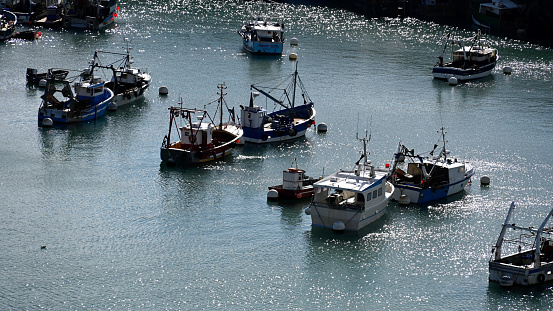 Erquy, France, September 25, 2022 - Fishing boats in the port of Erquy