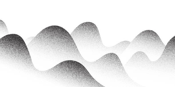 Stipple noise pattern 04 Dot stipple mountain illustration, hill sand grain dots pattern background round creative stock illustrations