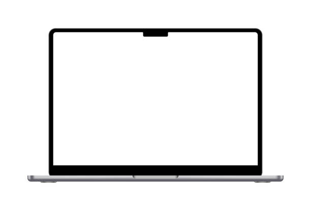 istock Isolated laptop mockup without background with blank screen. Stock royalty free illustration. 1451410431