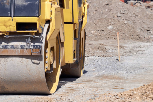 istock Heavy construction machines outdoors for public place reconstruction. 1451417773