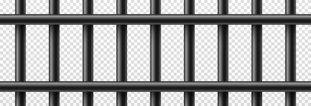 istock Vector prison cage on isolated transparent background. Iron fence, iron bars. Prison, crime, prisoner. 1451421051