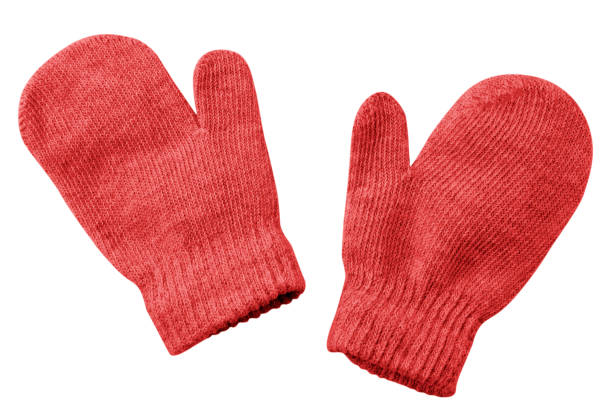 istock Red mittens close-up on a white background. Isolated 1451422131