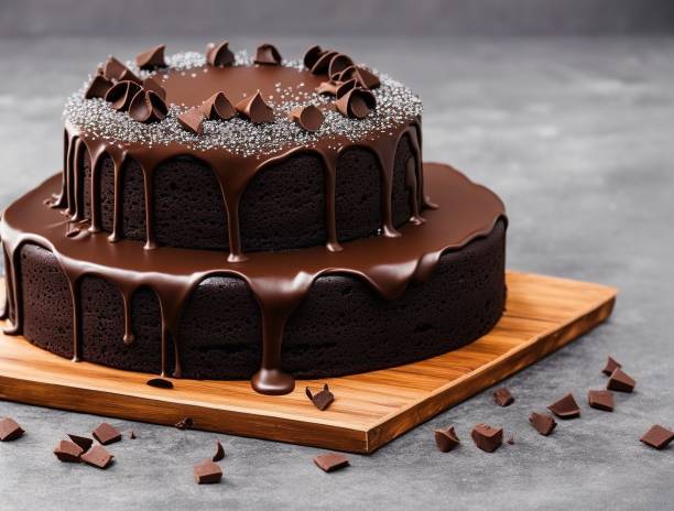 istock chocolate cake with fruits 1451426562