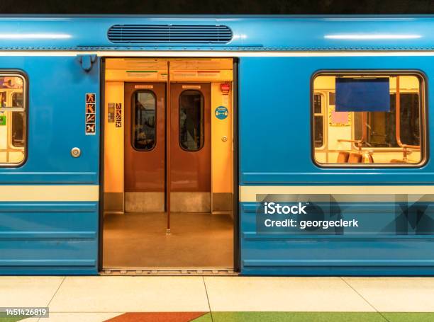 Subway Train Ready To Board Stock Photo - Download Image Now - Stationary, Stockholm, Subway