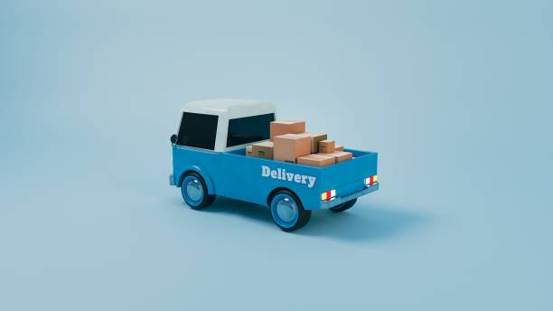 istock Blue delivery truck with packages, 3d render 1451427312
