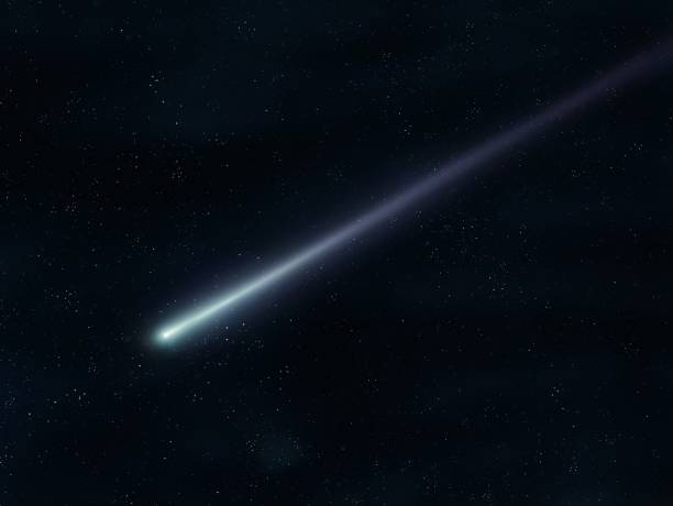 istock Beautiful meteor trail. Meteorite glows in the night sky. 1451439817
