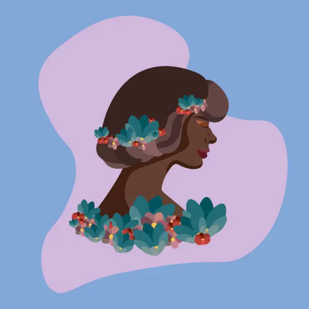 Vector illustration of girl with flower