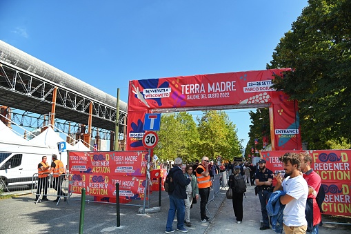Turin, Italy – September 22, 2022: the New edition of Terra Madre international food fair by Slow Food organization at Dora Park