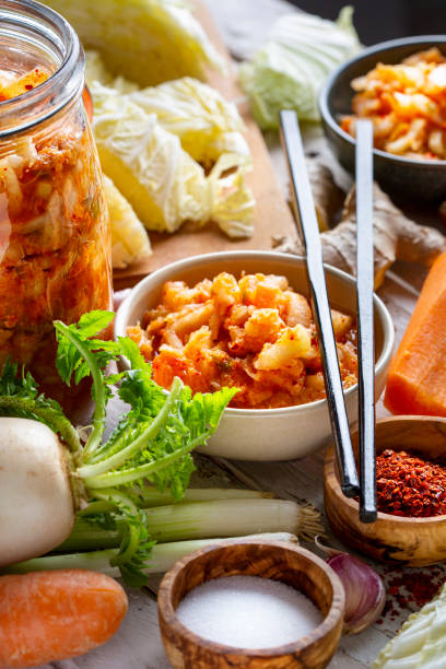 istock Homemade kimchee and glass jar 1451462073