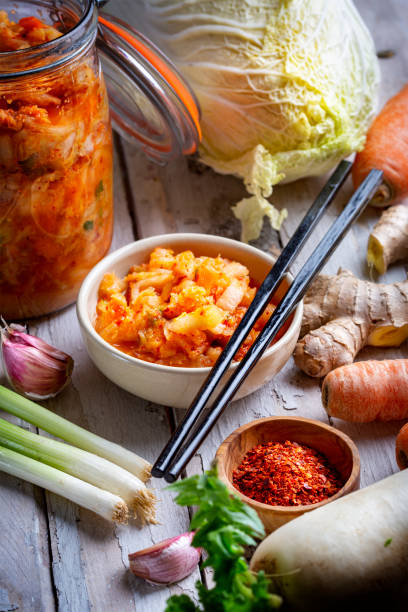 istock Homemade kimchee and glass jar 1451462089