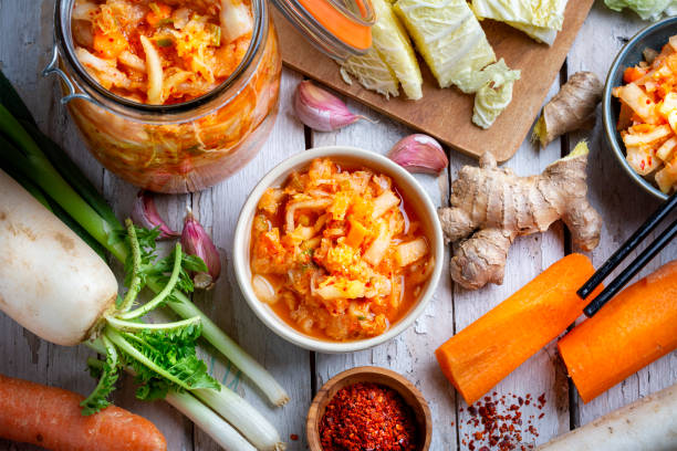 istock Homemade kimchee and glass jar 1451462108