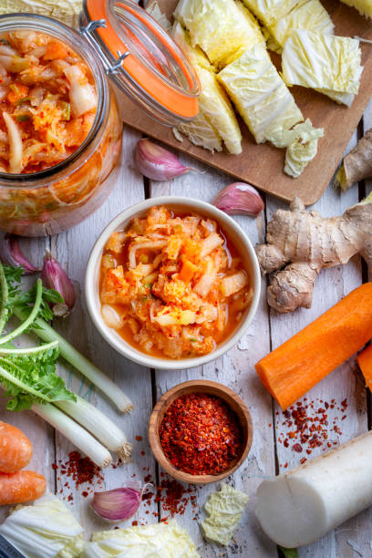 istock Homemade kimchee and glass jar 1451462145