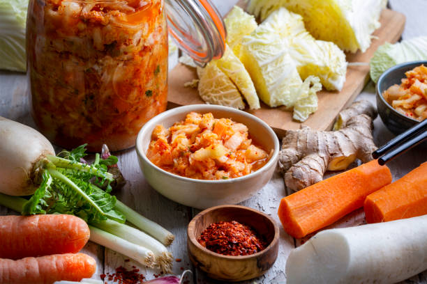istock Homemade kimchee and glass jar 1451462276