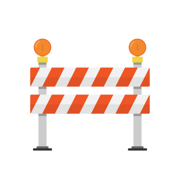 road barriers, under construction vector isolated on white background, vector illustration. - 警戒線 邊界 圖片 幅插畫檔、美工圖案、卡通及圖標