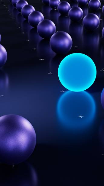 istock Glowing neon sphere vertical picture for social media. Progress and development 1451471412