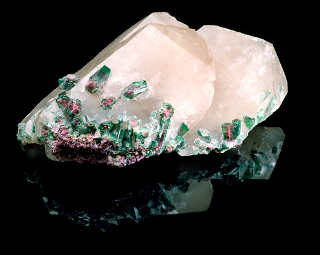 macro mineral stone Wollastonite on a white background close-up