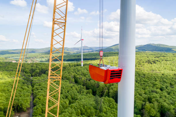 istock Aerial view of wind turbine under construction 1451483783