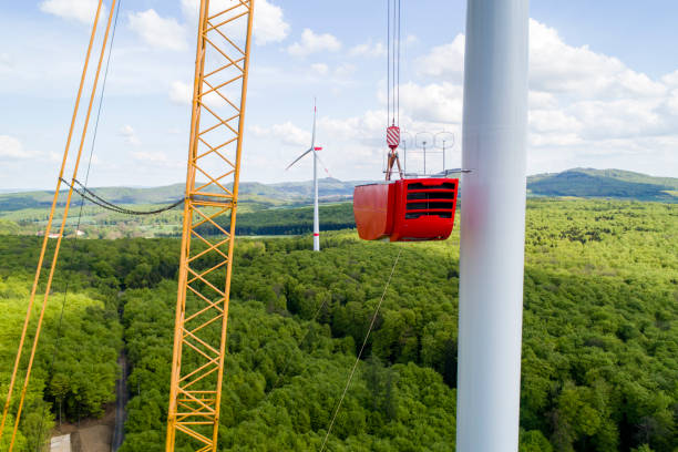 istock Aerial view of wind turbine under construction 1451483844