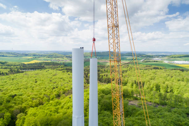 istock Aerial view of wind turbine under construction 1451484051