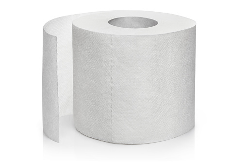 Toilet paper roll, isolated on white background