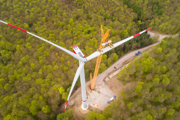 istock Aerial view of wind turbine under construction 1451484516