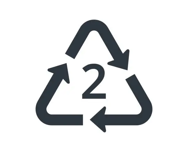 Vector illustration of Recycle HDPE icon, number 2.