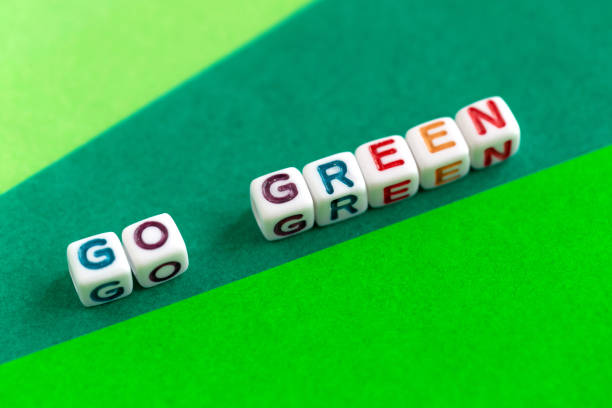 istock Phrase Go Green made out of beads on bright green background 1451496396