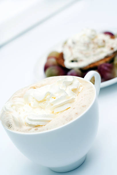 Espresso coffee with whipped cream.