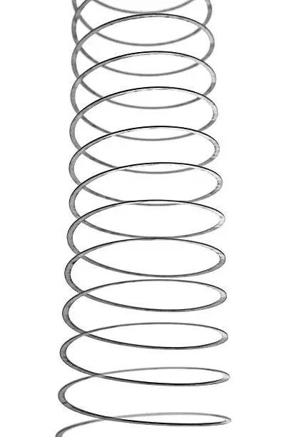 Metal Slinky Stretched out on a White Background