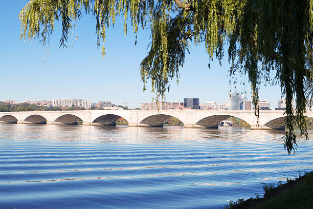 istock Memorial Bridge Potomac River Washington DC, Symmetrical Wave Pattern 145150669