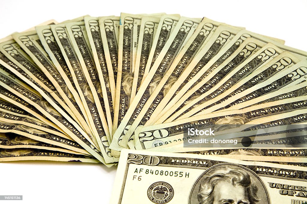 20 US Dollar Bills - Foto de stock de Abundancia libre de derechos