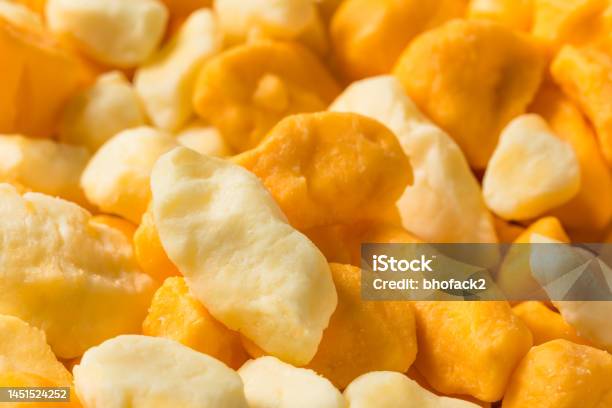 Raw Organic Yellow And White Cheese Curds Stock Photo - Download Image Now - Curd Cheese, White Color, Organic