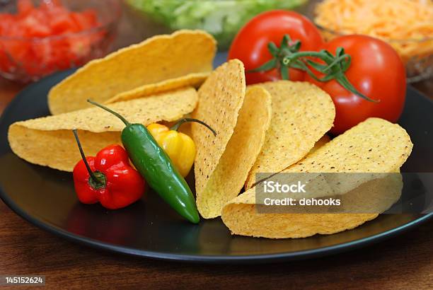 Foto de Tacos E Ingredientes e mais fotos de stock de Alface - Alface, Almoço, Amarelo