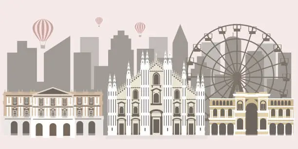 Vector illustration of Must-see attractions in Milan