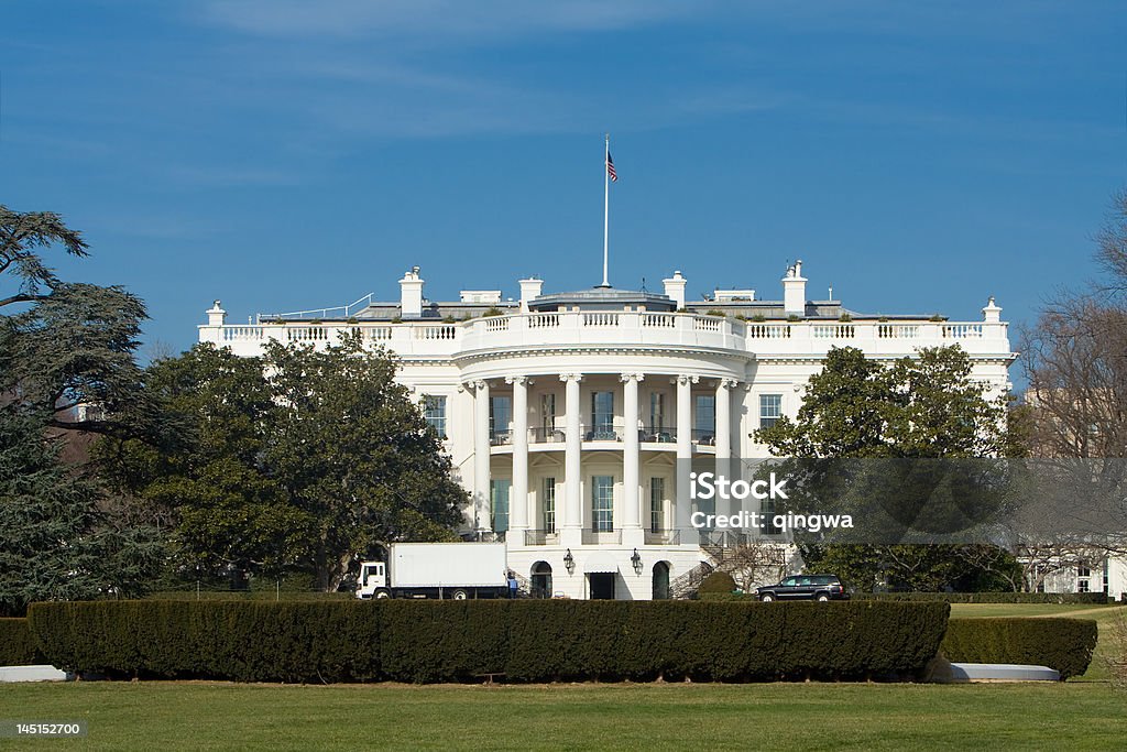 Casa Bianca, Prato sud, camion, blu cielo Washington, DC - Foto stock royalty-free di La Casa Bianca - Washington DC