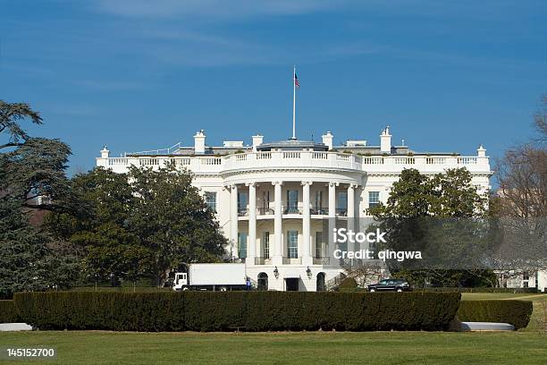 Casa Bianca Prato Sud Camion Blu Cielo Washington Dc - Fotografie stock e altre immagini di La Casa Bianca - Washington DC