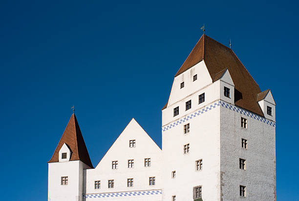White German Bavarian Castle in front of blue sky Neues Schloss, Ingolstadt ingolstadt photos stock pictures, royalty-free photos & images