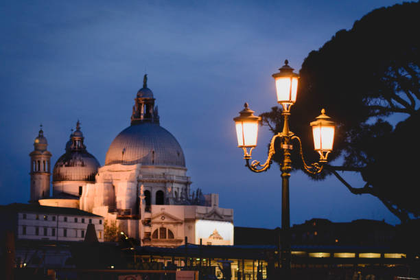 illuminated lantern on a Venetian night stock photo
