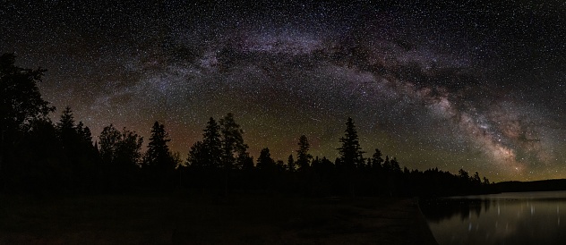 A panoramic view of the Milky way arch at Algonquin, Ontario Canada