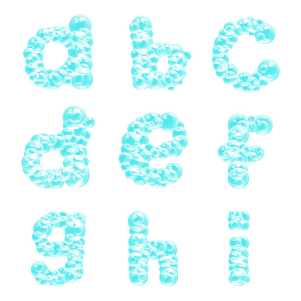 ilustraciones, imágenes clip art, dibujos animados e iconos de stock de ilustración de letras de burbuja - air alphabet alphabetical order backgrounds