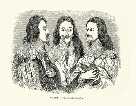 Vintage illustration Charles I, King of England, Scotland, and Ireland from 27 March 1625 until his execution in 1649.