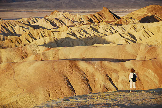 istock Lone tourist gazes on Zabriskie Point 145154049
