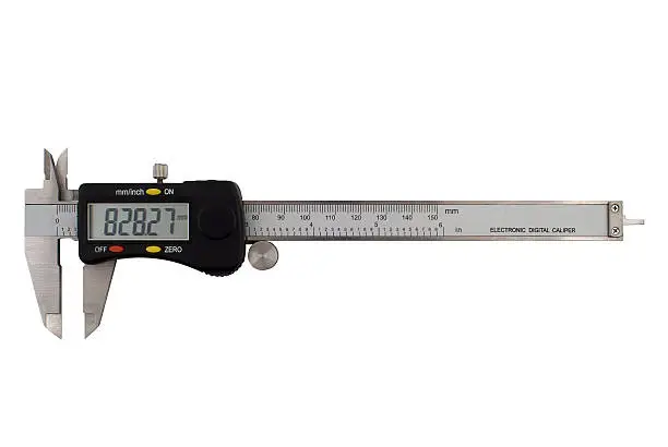 Electronic digital caliper isolated on white with a clipping path