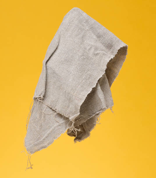 istock Folded gray linen tea towel 1451544560