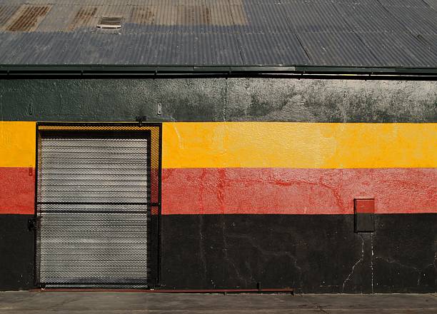 istock Color striped wall with roller door 145154583