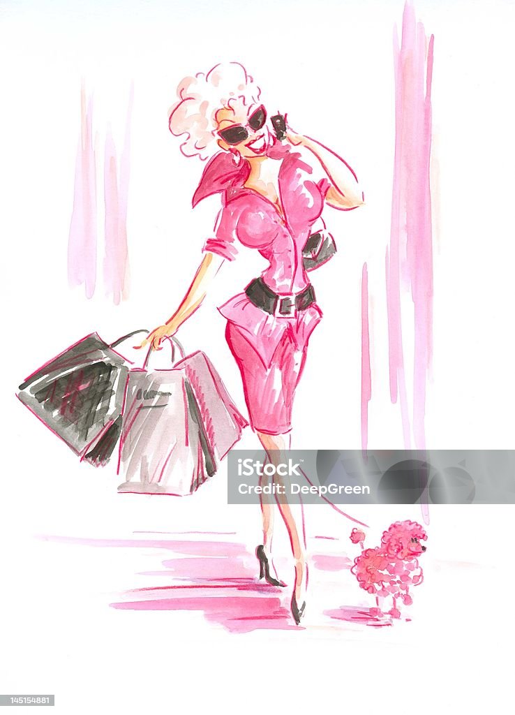 shopping-lady - Lizenzfrei Aquarell Stock-Illustration