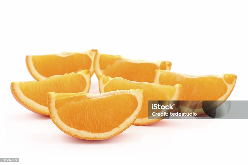 Orange slices Juicy orange slices isolated on white Citrus Fruit Stock Photo