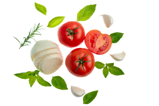 istock Italian caprese salad ingredients: tomato, mozzarella, basil 1451552968