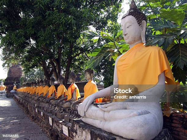 Wat Yai Chai Mongkol Buddhas Stock Photo - Download Image Now - Asia, Bangkok, Buddha