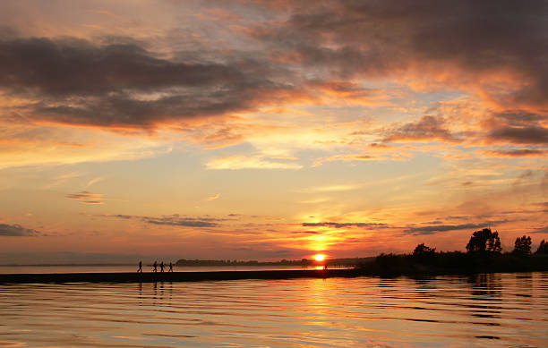 Sunset at the seaside stock photo